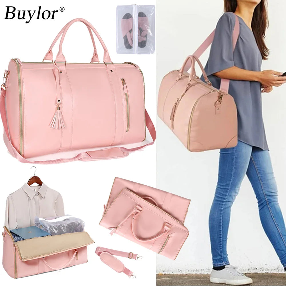 Buylor PU pliable costume sac de voyage sac à main pour femme organisateur de vêtements imperméable